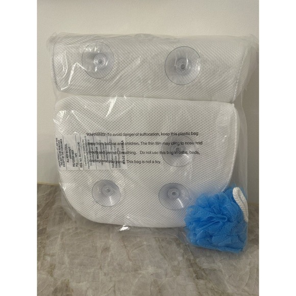 Gorilla Grip White Mesh Premium Bath Pillow with Loofah - Picture 3 of 3